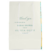 Vrijgezellenfeest blauwgroen bloemen medium cadeauzakje (Achterkant)