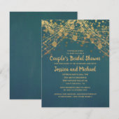 Vrijgezellenfeest blauwgroen Gold String Lights Co Kaart (Voorkant / Achterkant)