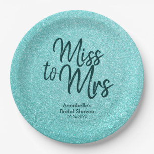 Vrijgezellenfeest Blauwgroen Green Glitter Chic Mi Papieren Bordje