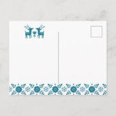 VRIJGEZELLENFEEST | Blauwgroen rendierkerst Briefkaart (Achterkant)