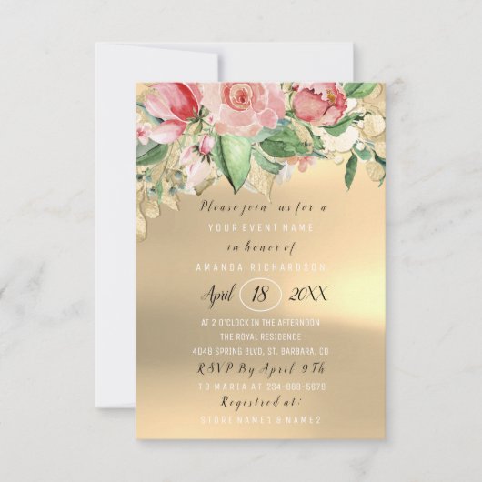 Vrijgezellenfeest Bloem Brunch Groen Goud Mint Roz Kaart (Voorkant)