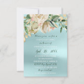 Vrijgezellenfeest Bloem Brunch Mint Rozen Blauw Kaart (Voorkant)