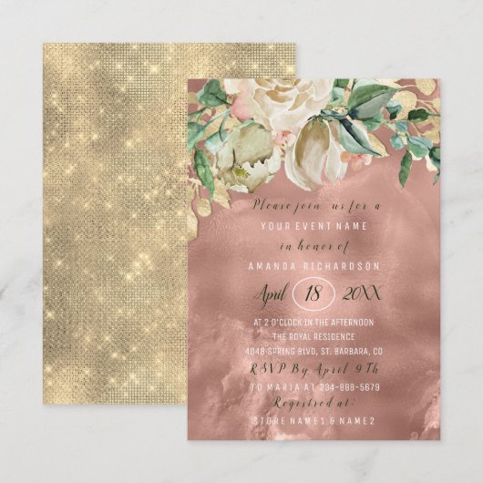 Vrijgezellenfeest Bloem Brunch Mint Rozen Blush Ro Kaart (Voorkant / Achterkant)