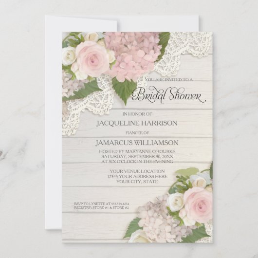 Vrijgezellenfeest  Bloem  Kant Hydrangea Kaart (Voorkant)