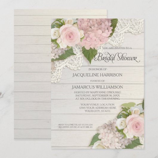 Vrijgezellenfeest Bloem Kant Hydrangea Kaart (Voorkant / Achterkant)