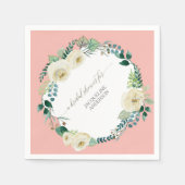 Vrijgezellenfeest Bloemen BOHO Krans Wit Rose Rust Servet (Voorkant)