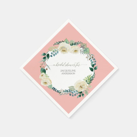 Vrijgezellenfeest Bloemen BOHO Krans Wit Rose Rust Servet (Hoek)