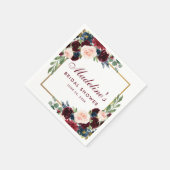 Vrijgezellenfeest Bloemen Bourgogne Blauw Goud Wit Servet (Hoek)