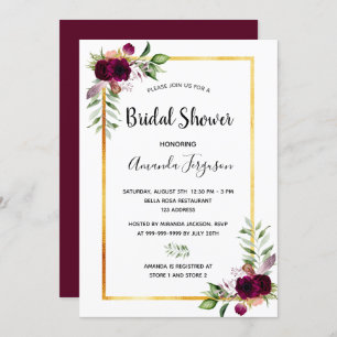Vrijgezellenfeest bloemen burgundy greenery boho kaart