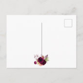 Vrijgezellenfeest bloemen burgundy - uitnodiging (Achterkant)