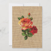 Vrijgezellenfeest Bloemen Rode Rozen Burlap Uitnod Kaart (Achterkant)