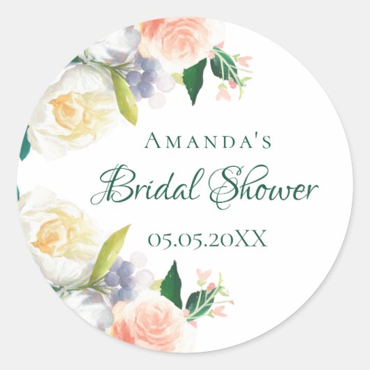 Vrijgezellenfeest bloemen ronde sticker (Voorkant)