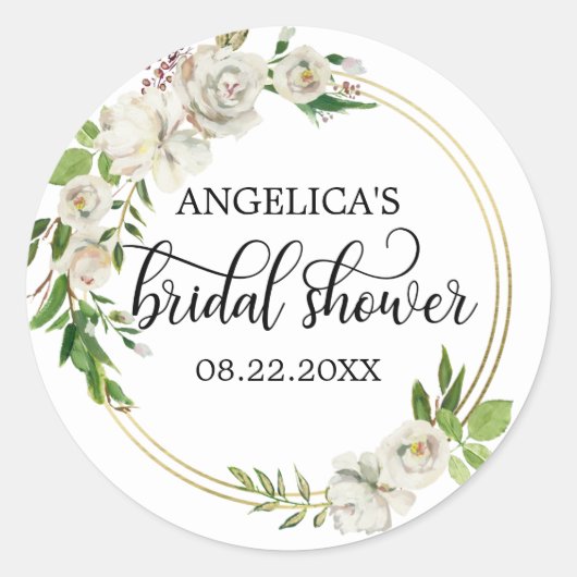 Vrijgezellenfeest Bloemen Waterverf Wit Ronde Sticker (Voorkant)