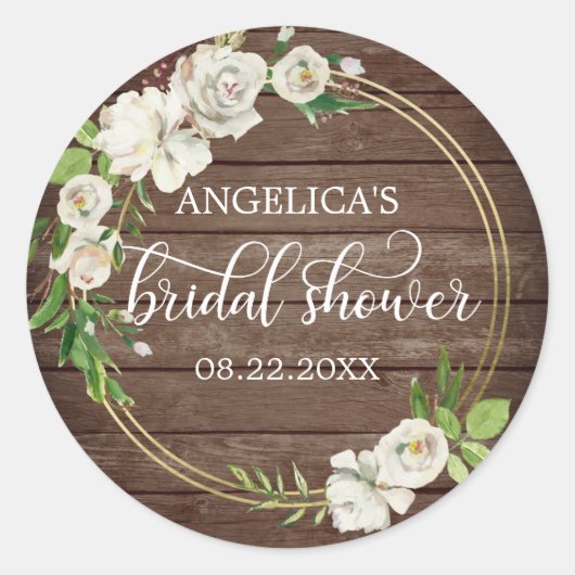 Vrijgezellenfeest Bloemen Waterverf Wit Rustiek Ronde Sticker (Voorkant)