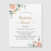 Vrijgezellenfeest bloemengoud roos groen luxe magnetische uitnodiging (Voorkant)