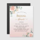 Vrijgezellenfeest bloemengoud roos groen luxe magnetische uitnodiging (Voorkant / Achterkant)