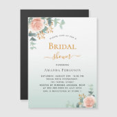 Vrijgezellenfeest bloemengoud roos groen luxe magnetische uitnodiging (Voorkant / Achterkant)