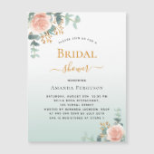 Vrijgezellenfeest bloemengoud roos groen luxe magnetische uitnodiging (Voorkant)