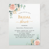 Vrijgezellenfeest bloemengoud roos groen uitnodiging briefkaart (Voorkant)