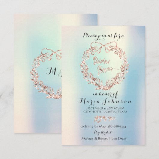 Vrijgezellenfeest Bloemenkrans Ivoor Roze Opal Bla Kaart (Voorkant / Achterkant)