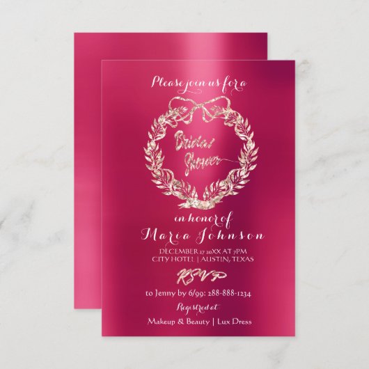 Vrijgezellenfeest Bloemenkrans Raspberry Pink Rose Kaart (Voorkant / Achterkant)