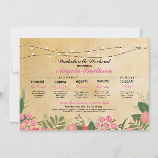 Vrijgezellenfeest Bloemenroute Bachelorette Uitnod Kaart (Voorkant)