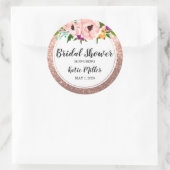 Vrijgezellenfeest bloemkroon glitter roze roségoud ronde sticker (Tas)