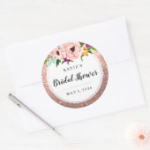 Vrijgezellenfeest bloemkroon glitter roze roségoud ronde sticker (Envelop)