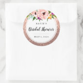 Vrijgezellenfeest bloemkroon glitter roze roségoud ronde sticker (Tas)