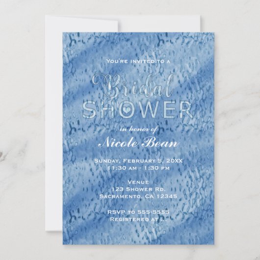 Vrijgezellenfeest Blue Abstract Rain Drops Invitat Kaart (Voorkant)