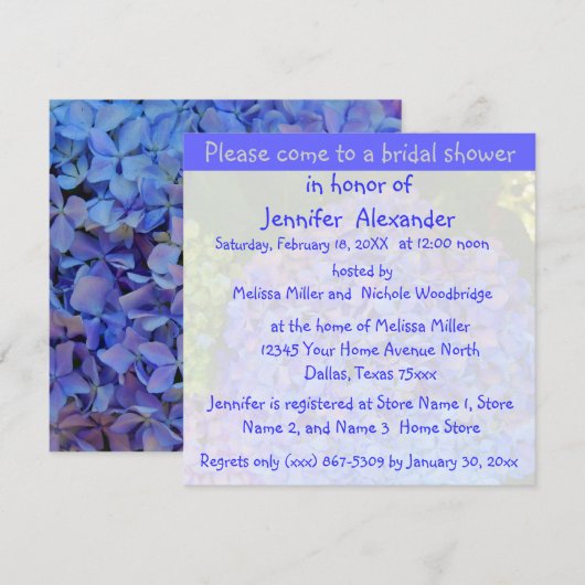 vrijgezellenfeest Blue Hydrangea Kaart (Voorkant / Achterkant)