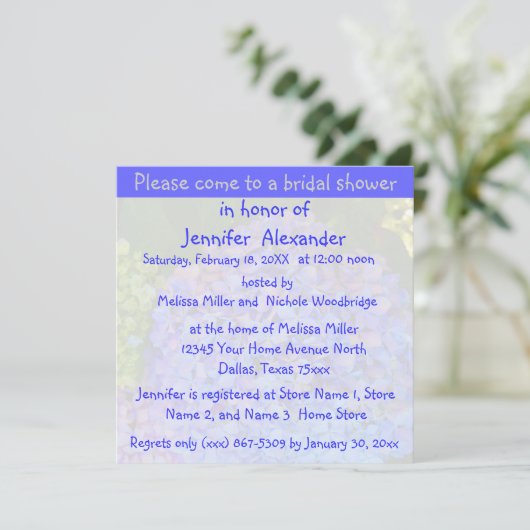 vrijgezellenfeest Blue Hydrangea Kaart (Staand voorkant)