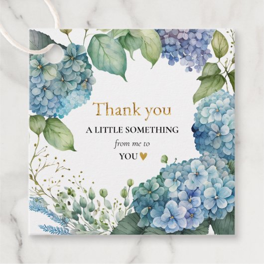 Vrijgezellenfeest Blue Hydrangeas Dank u Bedankjes Labels (Voorkant)