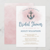 Vrijgezellenfeest Blue nautische ankeruitnodiging Kaart (Voorkant / Achterkant)