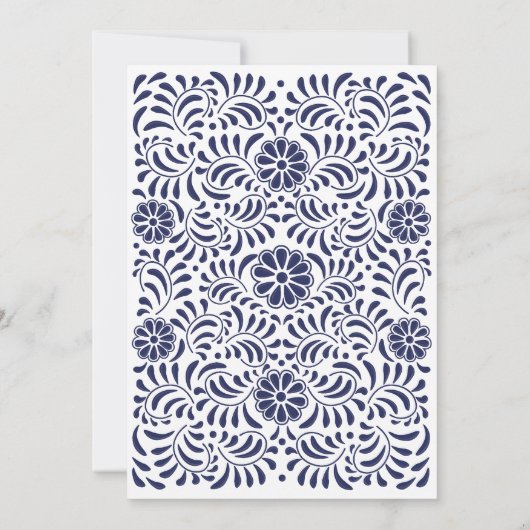 VRIJGEZELLENFEEST BLUE TALAVERA FLOWERS Invitation Kaart (Achterkant)