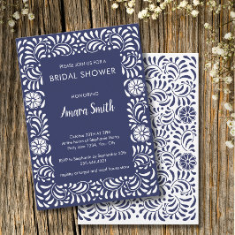 VRIJGEZELLENFEEST BLUE TALAVERA FLOWERS Invitation Kaart