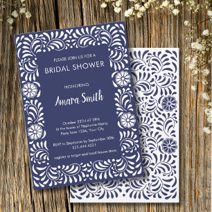 VRIJGEZELLENFEEST BLUE TALAVERA FLOWERS Invitation Kaart