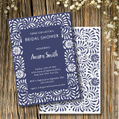 VRIJGEZELLENFEEST BLUE TALAVERA FLOWERS Invitation Kaart
