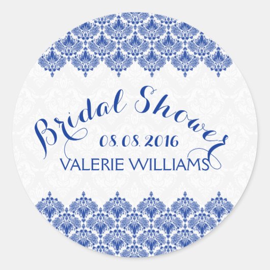 Vrijgezellenfeest Blue & White Floral  Lace Ronde Sticker (Voorkant)