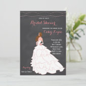 Vrijgezellenfeest Blush Chalkboard Invitation Kaart (Staand voorkant)