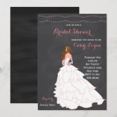 Vrijgezellenfeest Blush Chalkboard Invitation Kaart (Voorkant / Achterkant)