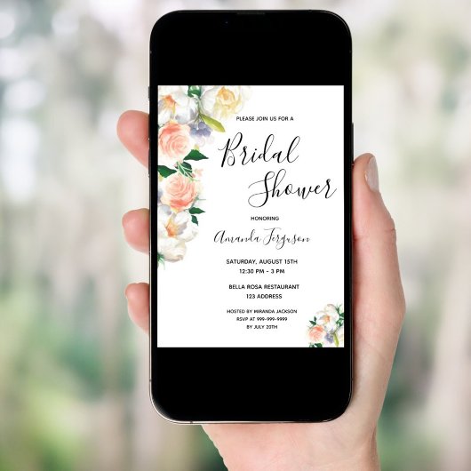 Vrijgezellenfeest blush florals elegant script kaart