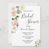 Vrijgezellenfeest blush florals elegant script kaart (Voorkant)