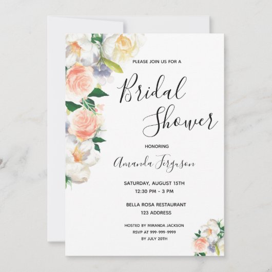Vrijgezellenfeest blush florals elegant script kaart (Voorkant)