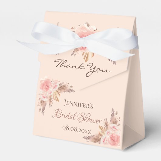 Vrijgezellenfeest blush pampas gras floral Bedankt Bedankdoosjes (Voorkant Zijde)