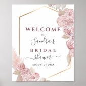 Vrijgezellenfeest Blush Pink Floral en Golden Lijs Poster (Voorkant)