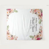 Vrijgezellenfeest Blush Pink Floral foto achtergro Wandkleed (Voorkant (horizontaal))