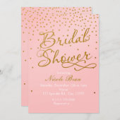 VRIJGEZELLENFEEST Blush Pink Gold Confetti Uitnodi Kaart (Voorkant / Achterkant)