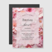 Vrijgezellenfeest blush roze bloemluxe magnetische uitnodiging (Voorkant / Achterkant)