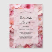 Vrijgezellenfeest blush roze bloemluxe magnetische uitnodiging (Voorkant)